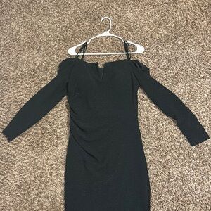 Xscape Black Off-Shoulder Long Sleeve Bodycon Dress